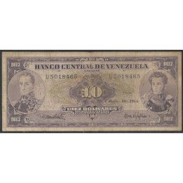 Venezuela 10 Bolivares 10 May 1966 U 7 Dig P45c