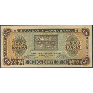 Croacia, 1.000 Kuna 1 Sep 1943 P12a