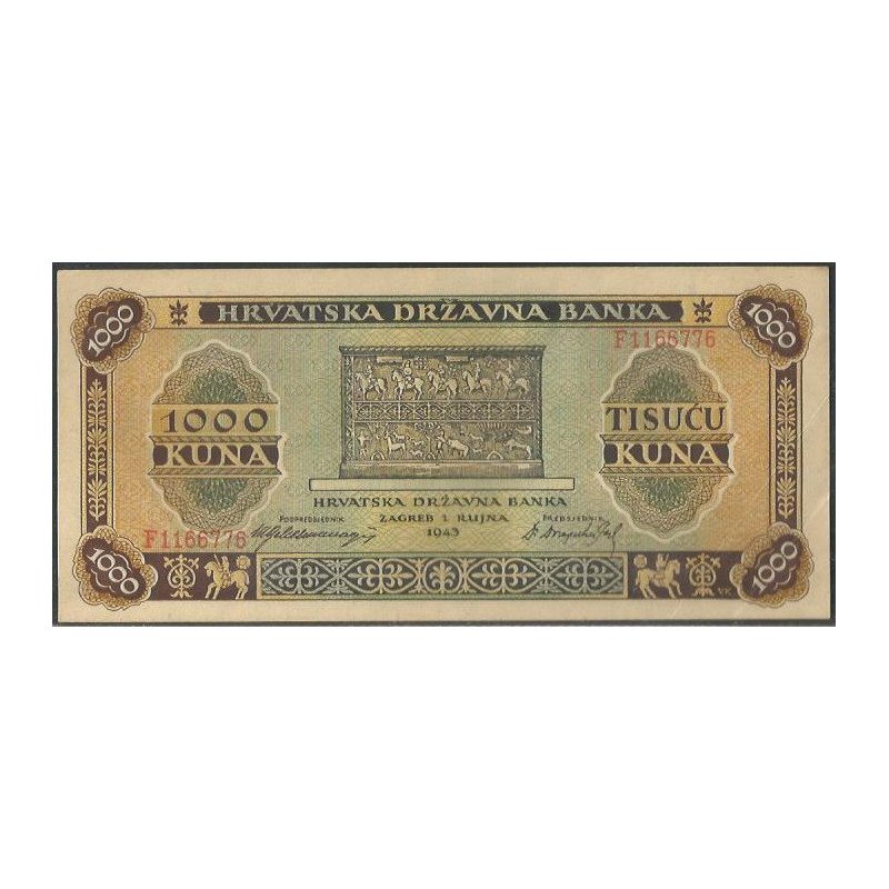 Croacia, 1.000 Kuna 1 Sep 1943 P12a