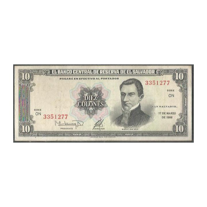 El Salvador 10 Colones 17 Mar 1988 P135b