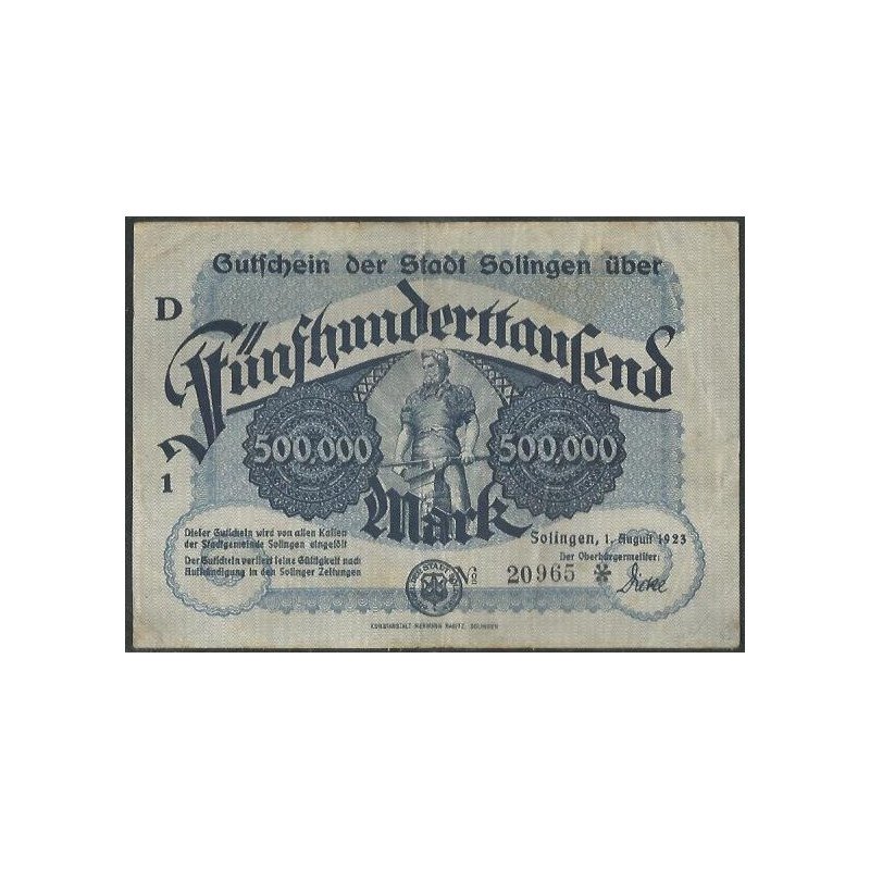 Alemania - Solingen, 500.000 Mark 1 Ago 1923