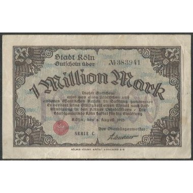 Alemania - Koln, 1.000.000 Mark 4 Ago 1923