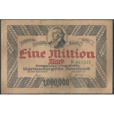 Alemania - Wurttenberg, 1.000.000 Mark 1 Ago 1923 Ps986