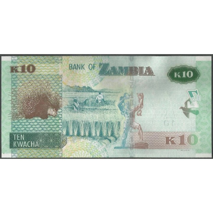 Zambia 10 Kwacha 2020 P58c reverso