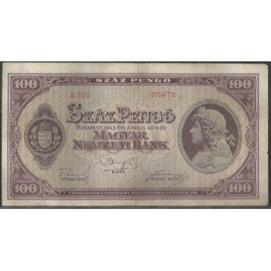 Hungria, 100 Pengo 5 Abr 1945 P111b