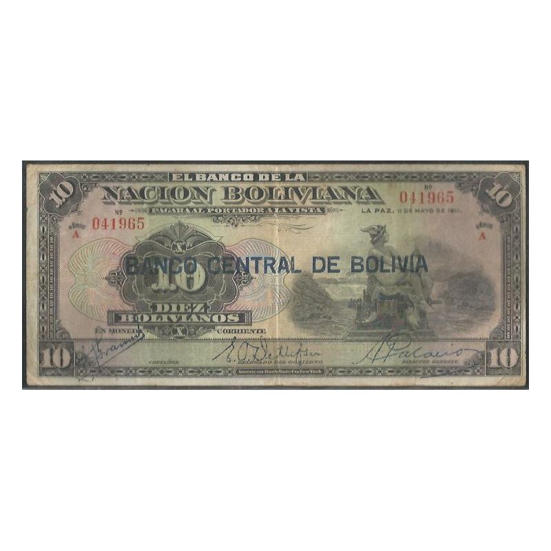 Bolivia, 10 Bolivianos ND1929 Serie A P114a