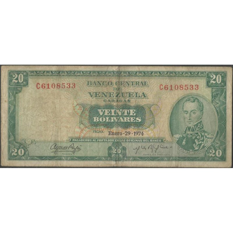 Venezuela, 20 Bolivares 29 Ene 1974 C7 P46e