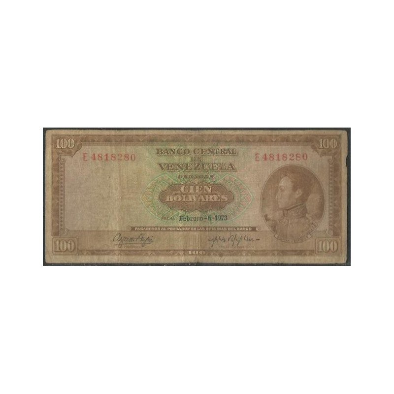 Venezuela, 100 Bolivares 6 Feb 1973 E 7 Dig P48j