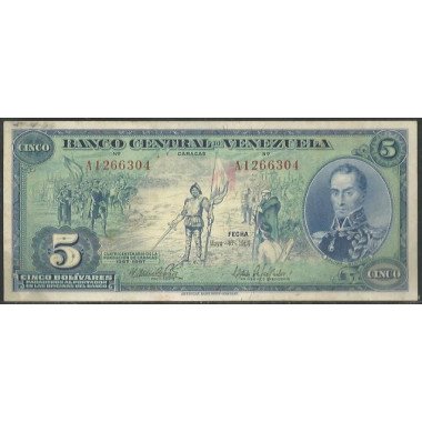 Venezuela, 5 Bolivares 10 May 1966 A 7 Dig P49