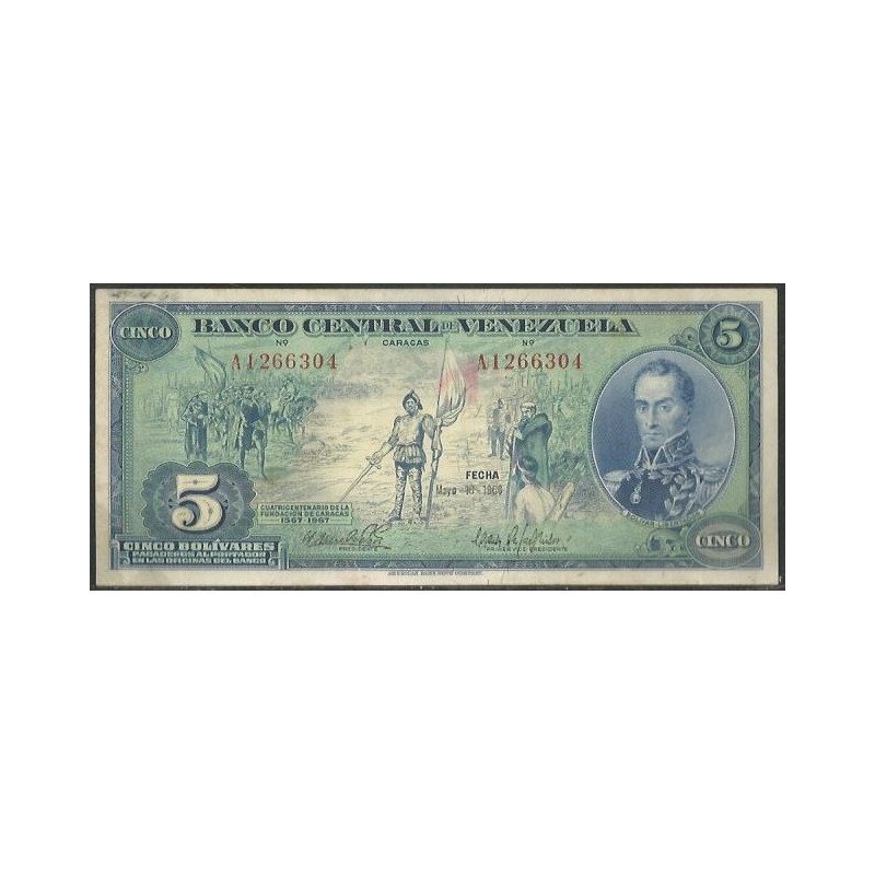 Venezuela, 5 Bolivares 10 May 1966 A 7 Dig P49