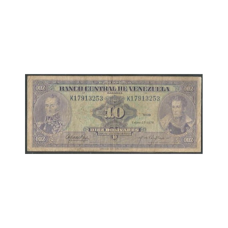 Venezuela, 10 Bolivares 27 Ene 1976 K 8 Dig P51e