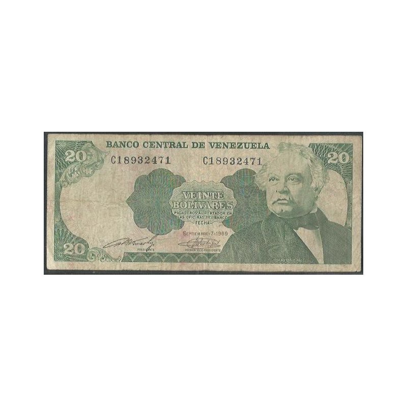 Venezuela, 20 Bolivares 7 Sep 1989 C 8 Dig P63b