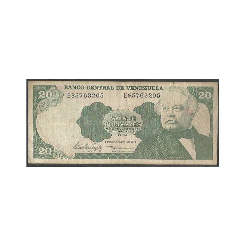 Venezuela, 20 Bolivares 10 Feb 1998 E 8 Dig P63f