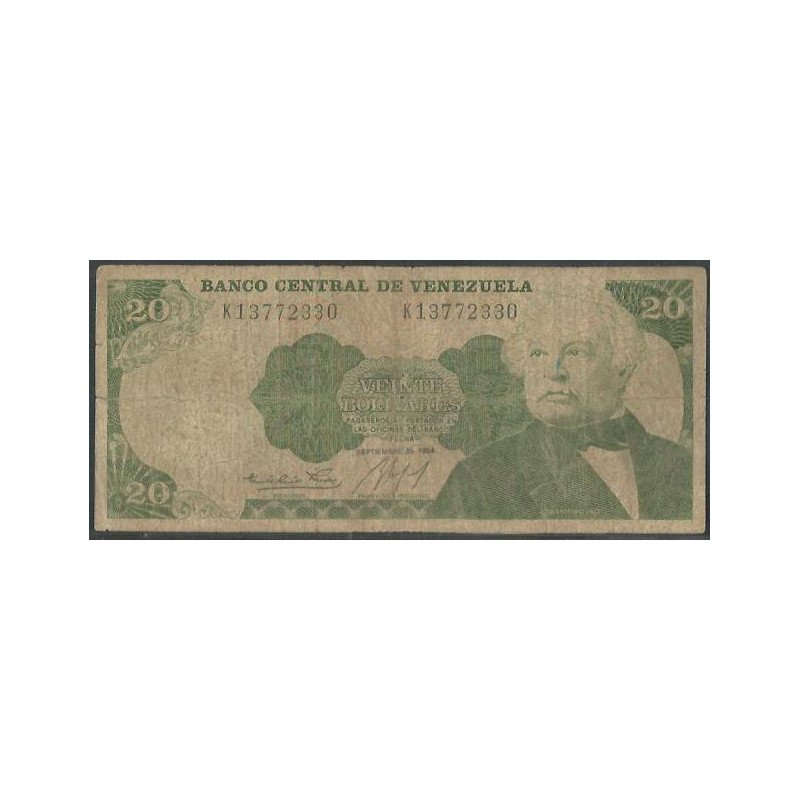 Venezuela, 20 Bolivares 25 Sep 1984 K 8 Dig P64