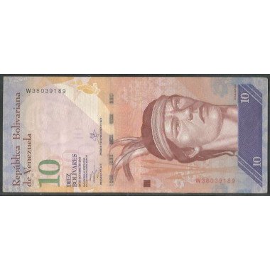 Venezuela, 10 Bolivares 29 Oct 2013 W 8 Dig P90d