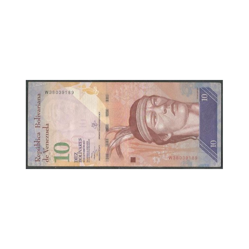 Venezuela, 10 Bolivares 29 Oct 2013 W 8 Dig P90d