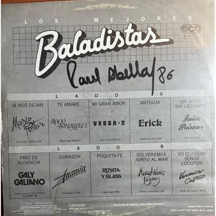 Los Mejores Baladistas - Colombia 1985 reverso