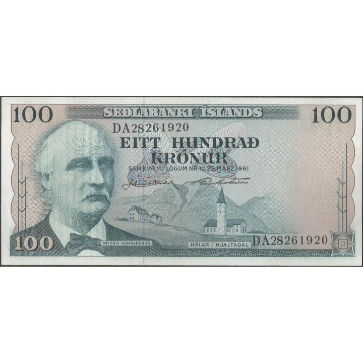 Islandia 100 Kronur 29 Mar 1961 P44a