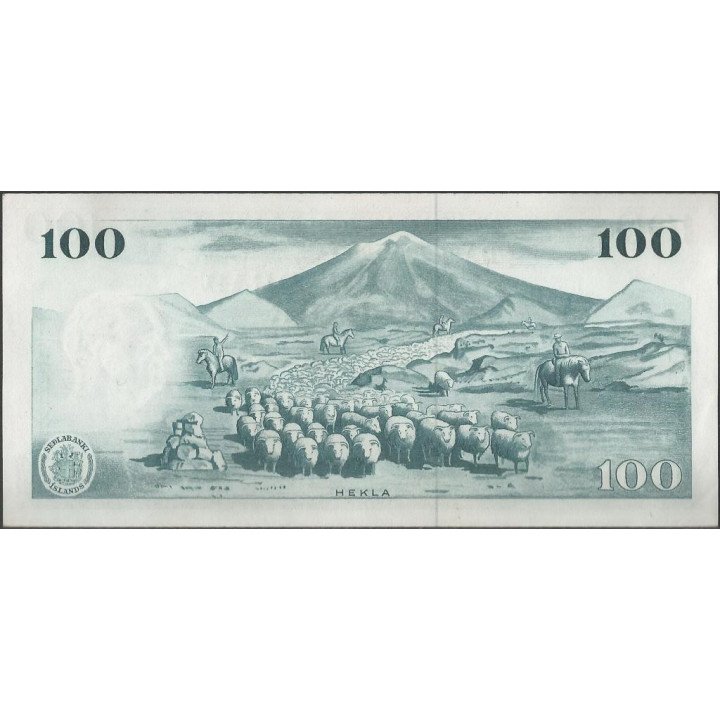 Islandia 100 Kronur 29 Mar 1961 P44a reverso