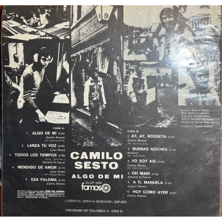 Camilo Sesto- Algo De Mi - Colombia 1972 reverso