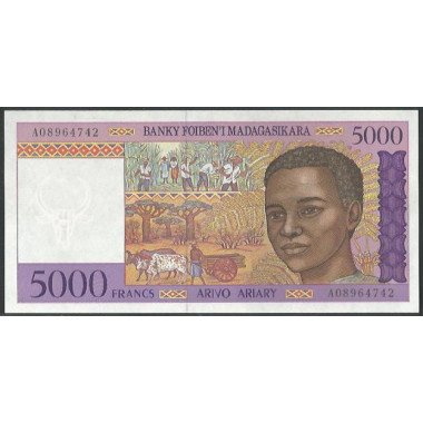 Madagascar, 5.000 Francs ND1995 Firma 4 P78a