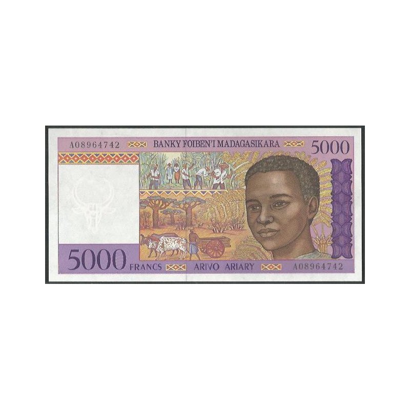 Madagascar, 5.000 Francs ND1995 Firma 4 P78a