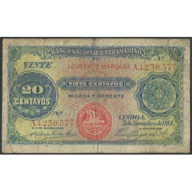 Mozambique, 20 Centavos 5 Nov 1914 P57