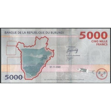 Burundi, 5.000 Francs 7 nOV 2022 P58