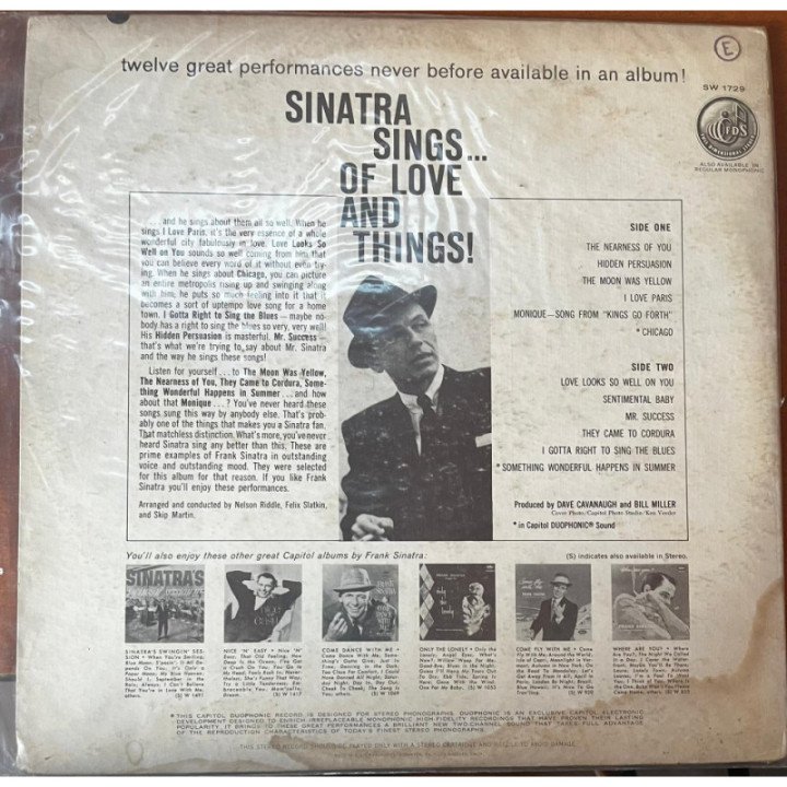 Frank Sinatra -...Of Love and Things - Colombia 1962 reverso