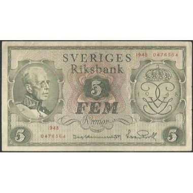 Suecia, 5 Kronor 1948 P41a