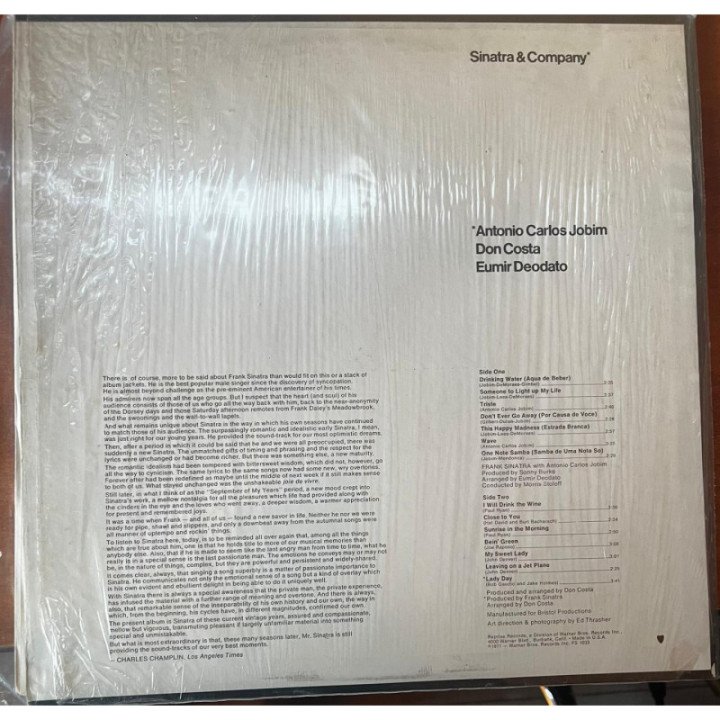Frank Sinatra - Sinatra & Company (Carlos Jobim Don Acosta Eumir Deodato) - USA 1971 reverso