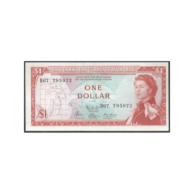 Estados del Caribe Oriental, 1 Dollar ND1965 Firma 9 P13f