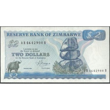 Zimbabwe, 2 Dollars 1983 P1b