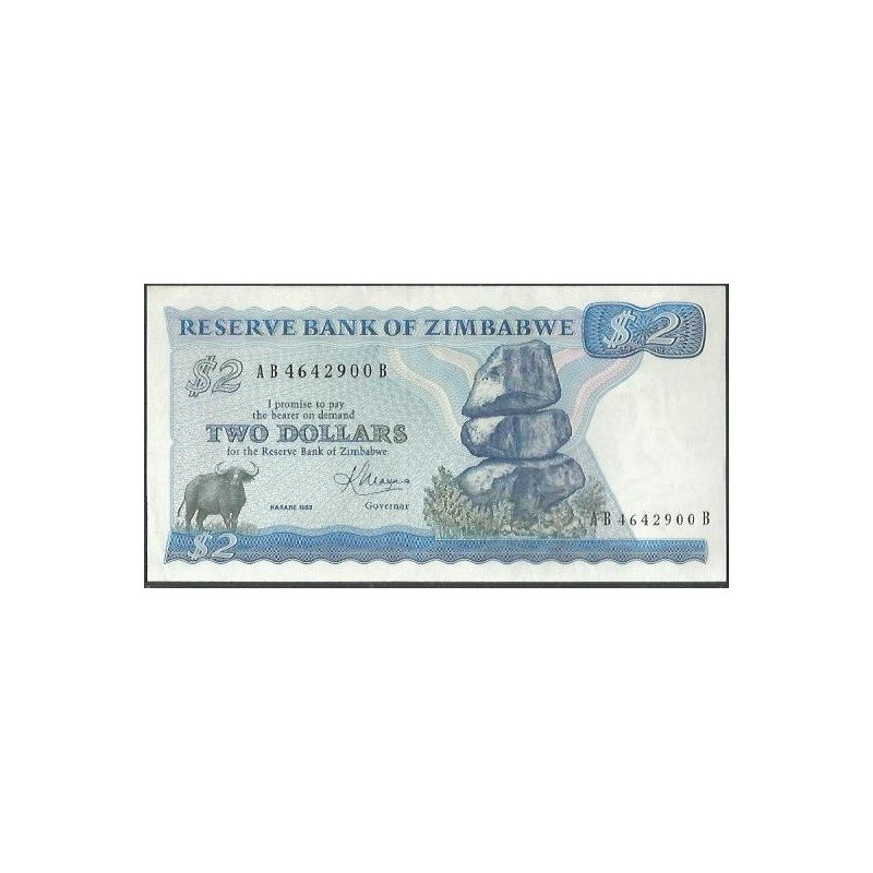 Zimbabwe, 2 Dollars 1983 P1b