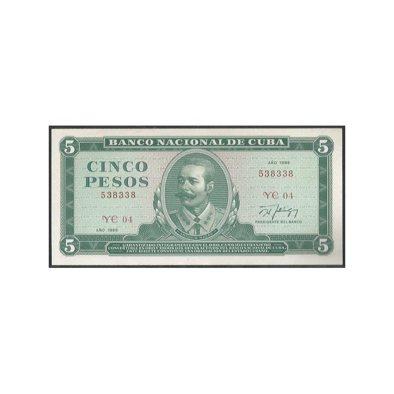 Cuba, 5 Pesos 1988 P103d