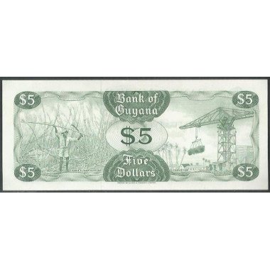Guyana, 5 Dollars ND1989 Firma 7 P22e