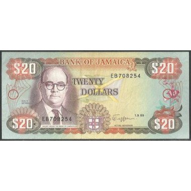 Jamaica, 20 Dollars 1 Sep 1989 P72c