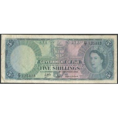 Fiji, 5 Shillings 1 Dic 1962 P51c