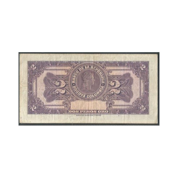 Billete de 2 Pesos 1 Ene 1945 BGW088 reverso