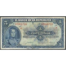 Billete de 5 Pesos 20 Jul 1940 8 Dig BGW113