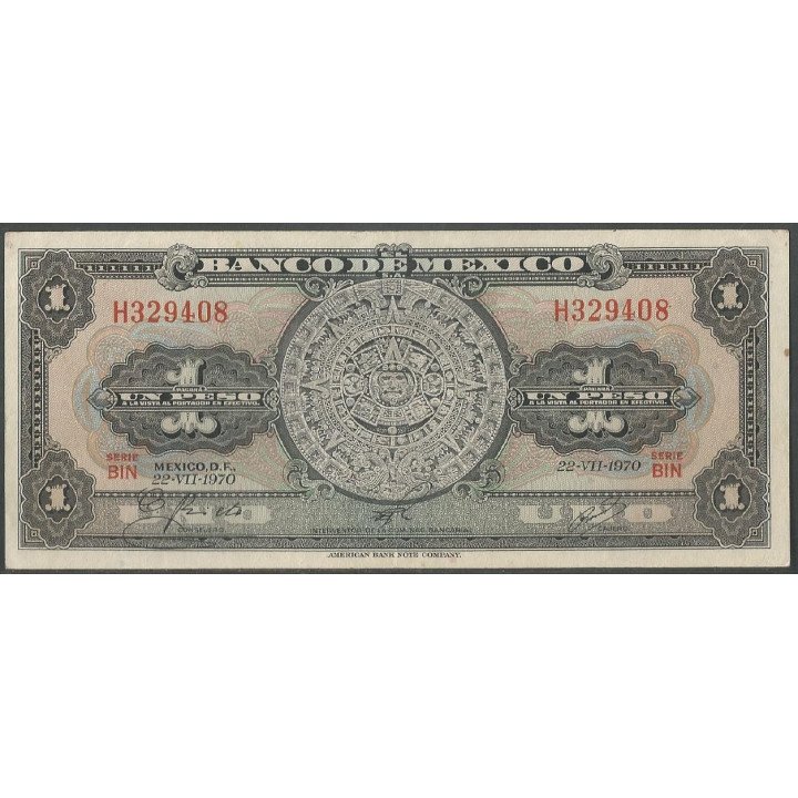 Mexico 1 Peso 22 Jul 1970 Serie BIN P59l