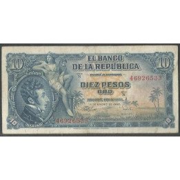 Billete de 10 Pesos 1 ene 1960 N46926533 BGW175