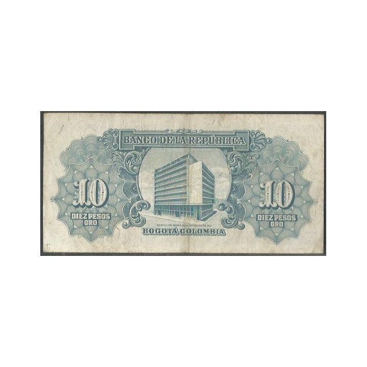 Billete de 10 Pesos 1 ene 1960 N46926533 BGW175 reverso
