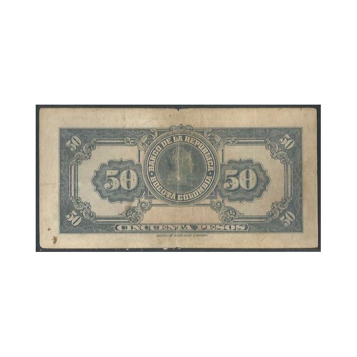 Billete de 50 Pesos 1 Ene 1957 BGW257 reverso