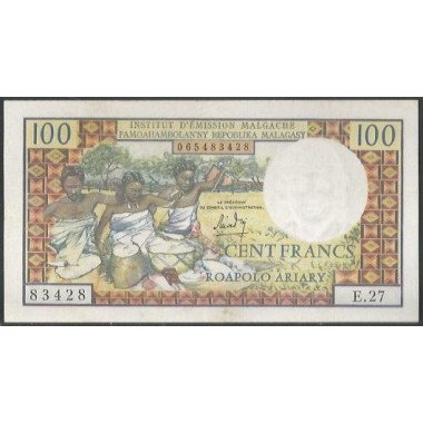 Madagascar, 100 Francs ND1966 P57a