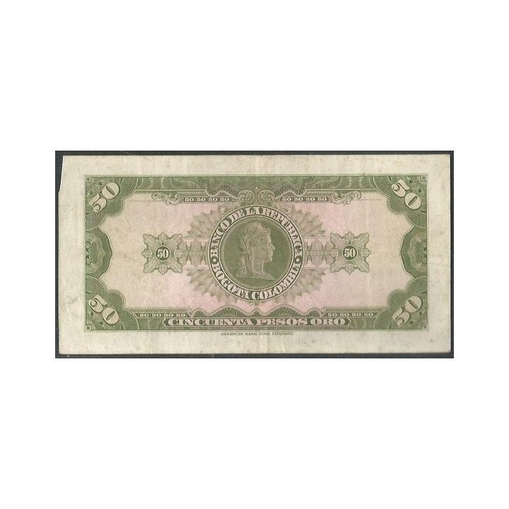 Billete de 50 Pesos 1 Ene 1964 BGW260 reverso