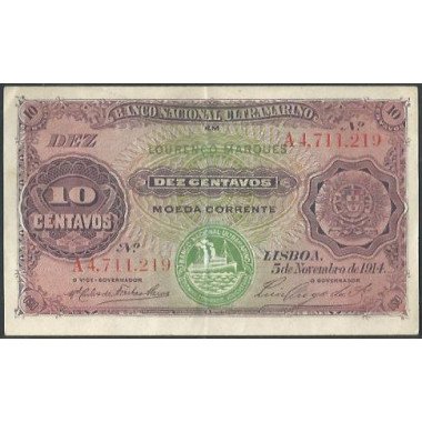 Mozambique, 10 Centavos 5 Nov 1914 P56