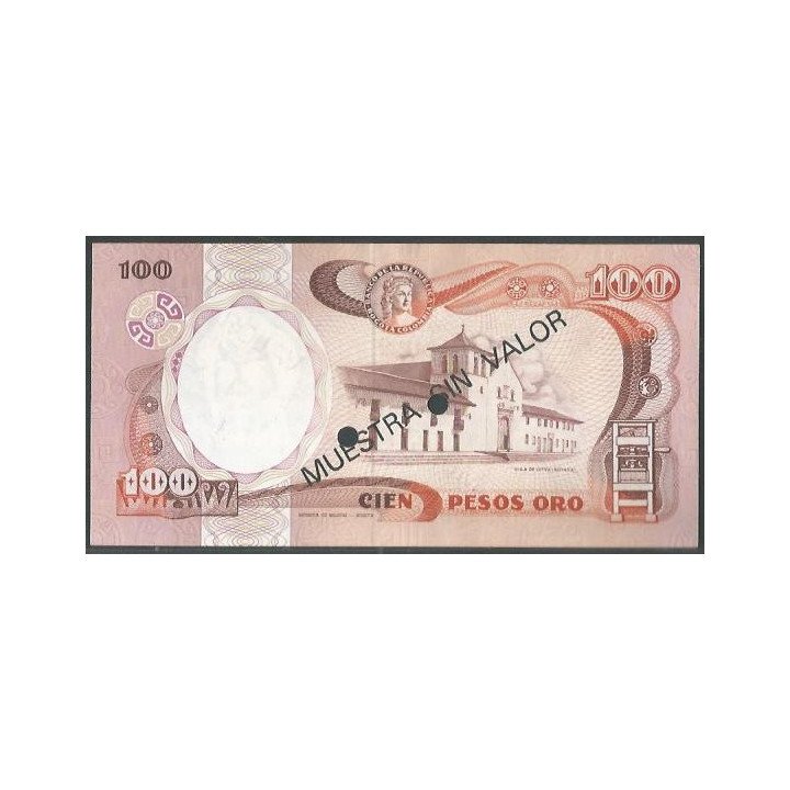 Billete de 100 Pesos 1 Ene 1987 "Muestra sin valor" BGW325s reverso