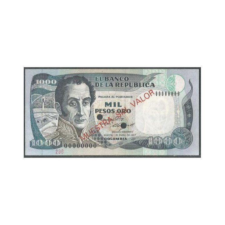 Billete de 1.000 Pesos 1 Ene 1987 "Muestra sin valor" BGW417s