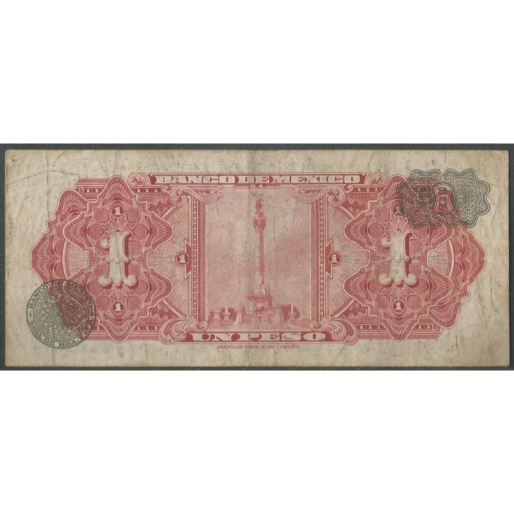 Mexico 1 Peso 22 Jul 1970 Serie BIM P59l reverso